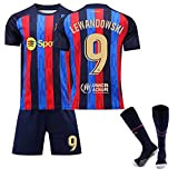 Red Blue Team Stripe,Barcelona Trikot Fußball, Trikot Kinder Erwachsene Kinder Sportbekleidung für Jungen Herren T shirt+Hose