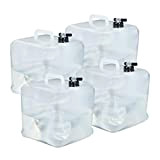 Relaxdays Faltbarer Wasserkanister 4er Set, Faltkanister mit Hahn, BPA-frei, lebensmittelecht, transparent/schwarz, 15 Liter