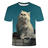 RelaxLife Herren 3D Druck T-Shirt Cat 3D Print T-Shirt Lässig Kurzärmliger O-Ausschnitt Fashion Print 3D T-Shirt Männlich Weiblich DREI-Wege-T-Shirt In ...