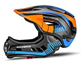 ROCKBROS Kinderhelm Integriert Fahrradhelm Kinder Jugend Fullface Helm mit Abnehmbarem Kinnschutz BMX MTB Downhill Helm S 48-53cm M 53-58cm