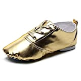 RUYBOZRY PU Gold & Silber Jazz Schuhe Ledersohle Nodern Jazz Schuhe für Mädchen & Jungen & Frauen & Männer,Modell-TJ-Jazz-DBJY,Gold,39 EU