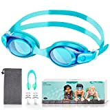 Schwimmbrille Kinder für 4-16 Jahren,Taucherbrille für Jungen und Mädchen,Anti UV-Schutz Kein Leck Schwimmbrillen mit Ohrstöpsel und Nasenclip