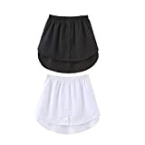 Shirt Extender for Women, Shirt Extenders for Layering Adjustable, Shirt Extender Sweep Skirt Hemline (Black+White,XL)