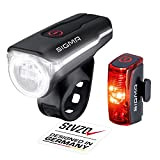 SIGMA SPORT - LED Fahrradlicht Set AURA 60 und INFINITY | StVZO zugelassenes, akkubetriebenes Vorderlicht und Rücklicht