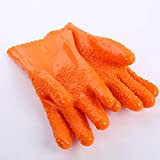 SJ-work gloves Safe Ölsäurehaltige alkalibeständige wasserdichte Handschuhe Industrielle Kunststoff-Gummihandschuhe Tauchfest gemütlich (Color : Orange, Size : L(11IN))