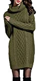 SJASD Damen Strickkleid Langarm Rollkragen Elegant Grobstrick Damen Pulloverkleid Lang Oversize(Size:M,Color:grün)