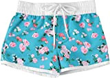 Snapper Rock Mädchen UPF 50+ UV Schutz Bade Shorts Surf Shorts für Kinder & Jugendliche Blau/Rosa/Blume 4-5 Jahre, 104-110cm
