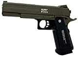Softair Gun Metall Airsoft Federdruck Pistole 23cm Inkl Magazin 0,49 Joule Oliv