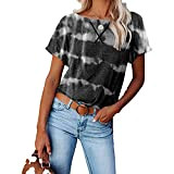 Sommer Damen Ausschnitt Cross Stripe Print Kurzarm Top T-Shirt