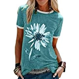 Sommer Damen Kurzarm T-Shirt Top Mit Blumendruck Und Rundhalsausschnitt