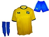 Spielfussballshop Brasilien Trikot Hose Stutzen mit Wunschname Nummer Kinder Größe 134