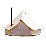 Sport Tent wasserdichte Campingzelt Familienzelt Baumwolle Tipi Zelt mit Herdheber/Lochrohrentlüftung Indiana Zelt 6M Bell Tent Teepee Pyramidenzelt,6M