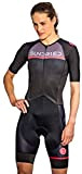 SUNDRIED Womens Pro Trisuit Triathlon One Piece Aero Radfahren Skinsuit Tri Suit (Schwarz, XS)