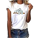 T-Shirts Sweatshirt Damen Kurzarm Rundhals Sommer Koala T Shirt Lässiges Tee Shirt Leicht Frauen Teenager Mädchen Tops(Weiß,S)
