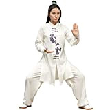 Tai Chi Kleidung Damen,Trainingskleidung Kung Fu Kleidung Wushu Anzug Qi Gong Kampfsport Wing Chun Kleidung,White-XLarge