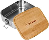 Tatonka Edelstahl Brotdose Lunch Box I 1000 ml Bamboo - Brotbox mit Bambusdeckel und Bügelverschluss - unzerbrechlich, schadstofffrei, spülmaschinenfest, plastikfrei ...