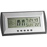TFA Dostmann Digitale Wetterstation, Innentemperatur, Luftfeuchtigkeit, Höchst- und Tiefstwerte, Uhrzeit und Datum, Weckalarm