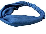 TININNA Mode Damen Frauen Jean-Tuch Elastisch Verdreht Stirnbänder Stirnband Kopfband Haarband Turban Haar Bande Headwrap Haarschmuck blau EINWEG Verpackung