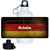 Trinkflasche mit Namen Kristin und schöner Deutschland Flagge, aus Aluminium