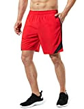 TSLA Herren Aktiv Laufhose, 7-Zoll-Basketball Gym Traning Workout Shorts, Quick Dry Sports Sporthosen mit Taschen, Mbh27 1pack - Red, XXL