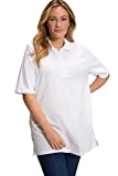 Ulla Popken Große Größen Damen Langarmshirt Polopiquee Shirt Weiß (Weiss 20),,46 DE / 48 EU