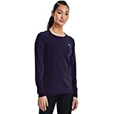 Under Armour Damen HeatGear Armour Langarm-T-Shirt Sweatshirt, Purple Switch (570)/Metallic Silver, Small