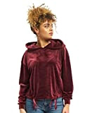 Urban Classics Damen Ladies Short Velvet Gathered Hoody Kapuzenpullover, Rot (Port 01157), X-Large