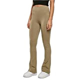Urban Classics Women's Ladies Organic Stretch Jersey Bootcut Leggings Yoga Pants, Khaki, L