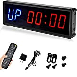 Uxiyi LED Interval Timer Count Down/Up Clock Stopwatch with Remote for Home Gym Fitness (Two Blue+Four Red)