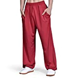VIRACIN Kung Fu Pants Tai Chi und Wing Chun Hose für Damen und Herren, Sporthose, leichte und glatte Kampfsporthose, rot-XL
