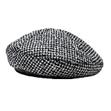 WALLBIG Damen Baskenmütze Houndstooth Cap Summer Style Vintage Artist Hat Plaid Cotton Berets Hat Painter Cap (Color : Black, Size ...