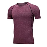 WANGLXST Mode Schnelltrocknendes kurzärmeliges Fitness-T-Shirt im Freien mit elastischem, atmungsaktivem Elegant, Red, XXL
