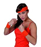 Wilbers Karnaval 3 TLG. Set Schweißband, Arm und Stirnband, Neon - Orange