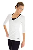WINSHAPE Damen 3/4-arm skjorte wrap look fitness yoga pilates fritid 3/4 arm Shirt, Weiß, S EU