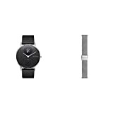 Withings Steel HR Hybrid Smartwatch - Fitnessuhr mit Herzfrequenz und Aktivitätsmessung, 36mm - Schwarz001, Schwarz Silikonarmband & Mailänder Armband, Silber