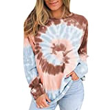 WXDSNH T-Shirt Damen Farbverlauf Tie-dye Pullover Lose Herbst Winter Sweatshirt Langarm Casual Weibliche Printed Tops