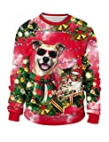 WXDSNH Weihnachten Sweatshirts Hund 3D Digitaldruck Rundhals Pullover Männer Frauen Paare Lustige Party Herbst Winter Weihnachten