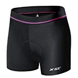 XGC Damen Radunterhose Radsportshorts Fahrradhosen mit elastische atmungsaktive 4D Gel Sitzpolster mit Einer hohen Dichte (Black, L)