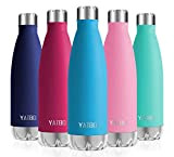 YATBO Vakuum Edelstahl Trinkflasche, 500ml Sport Wasserflasche - Ideale Isolierte Thermosflasche, Auslaufsicher, Kohlensäure geeignet, Isolierflasche für Kinder, Schule, Fahrrad, Laufen, ...