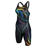 ZAOSU Damen & Mädchen Wettkampf-Schwimmanzug Z-Feather Fire | Sport Badeanzug mit Bein, Fina Zulassung und Kompression, Größe:152