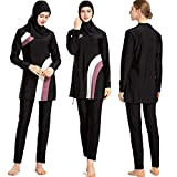 ziyimaoyi Muslimische Badebekleidung für Frauen Mädchen Bescheidene islamische Hijab Burkini Badeanzüge (M, Schwarz)