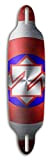 ztuntz skateboards Double-Z USA Shield Drop-Through Longboard Deck, 9 x 36 x 71 cm, rot/blau/Silber