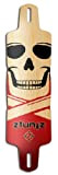 ztuntz skateboards Glider Drop-Through Logo Big Skull Longboard Deck, Rot/Schwarz/Natur